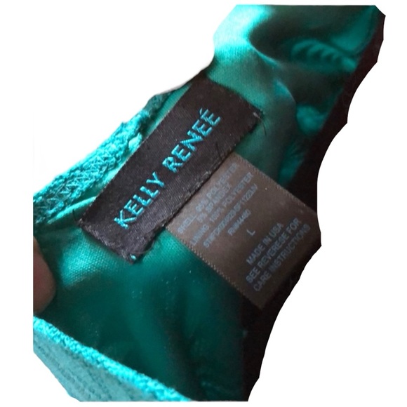 Teal lace overlay midi dress by Kelly Reneé - Picture 7 of 8